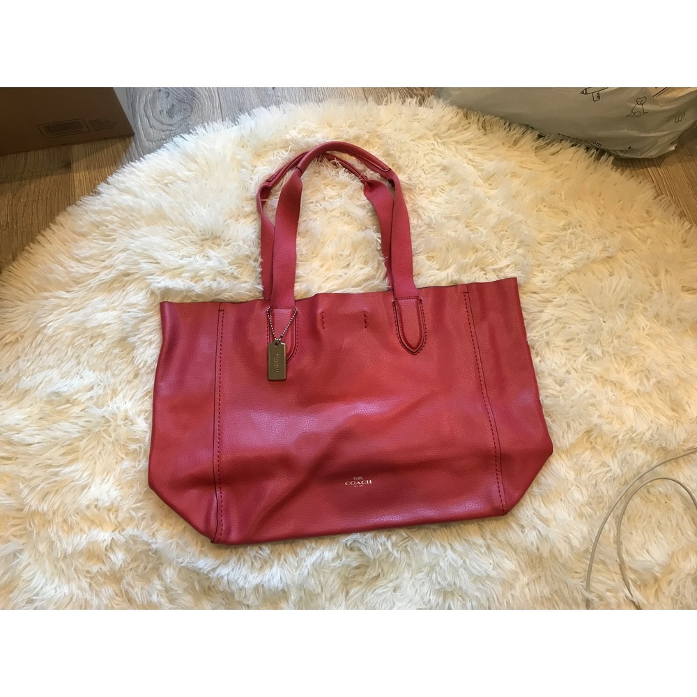 Coach Central Tote Pink Pebbled Leather Shoulder Bag F58660 Purple Interior